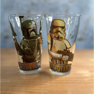 Vintage Star Wars Burger King Glasses Set Boba Fett Stormtrooper 1980s Coca Cola